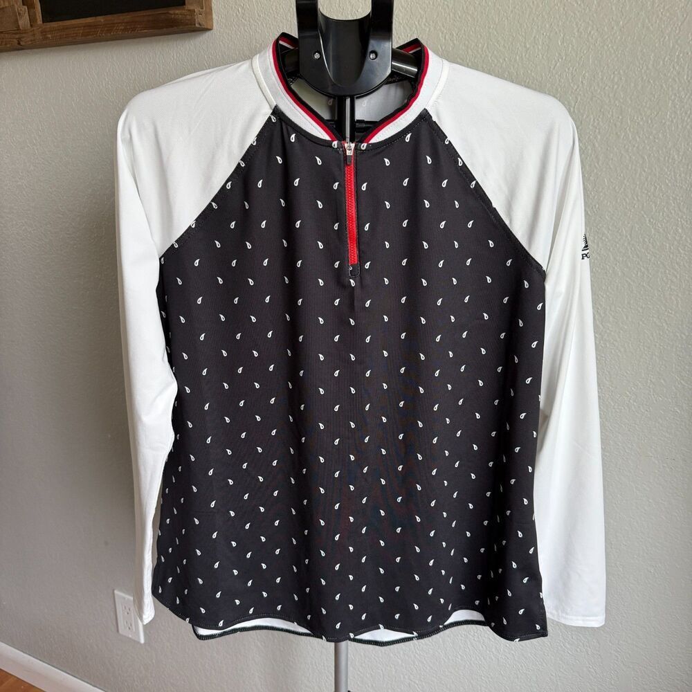 Belyn Key Sabrina Long Sleeve Golf 1/4 Zip Pullover PGA West Bandana Print XL - Picture 2 of 6